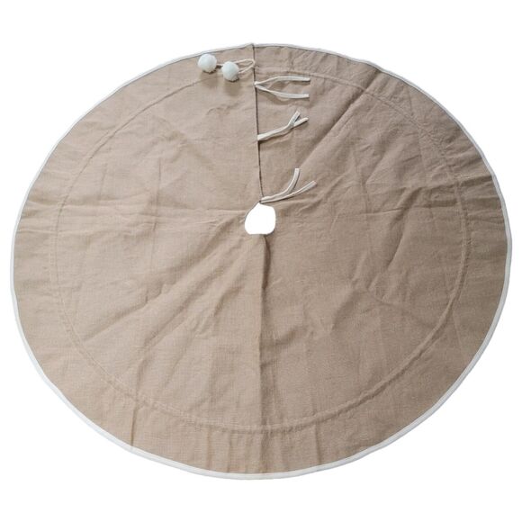 Jute Reversible Christmas Tree‎ Skirt 56.5 in Beige Cream Neutrals Burlap Prima - Picture 3 of 10
